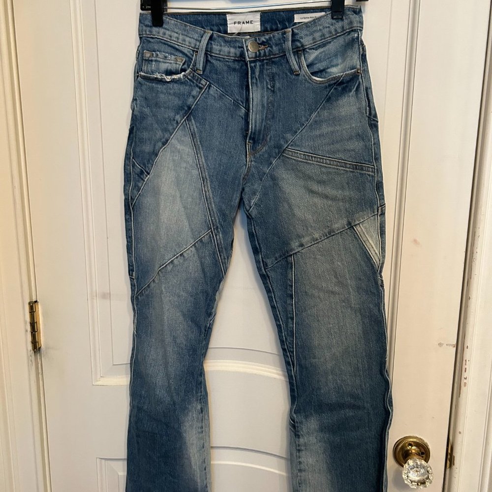 Frame Patchwork Bootcut Cropped Jean Medium-Wash - image 3